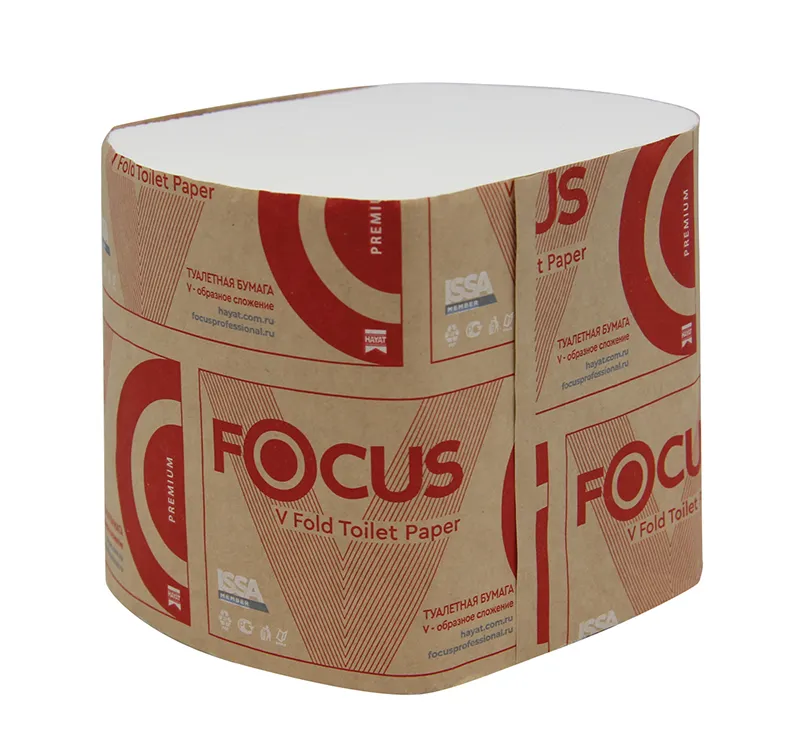 Туалетная бумага листовая Focus Premium 2 сл V-сл. бел. 250л/упак 30упак/кор
